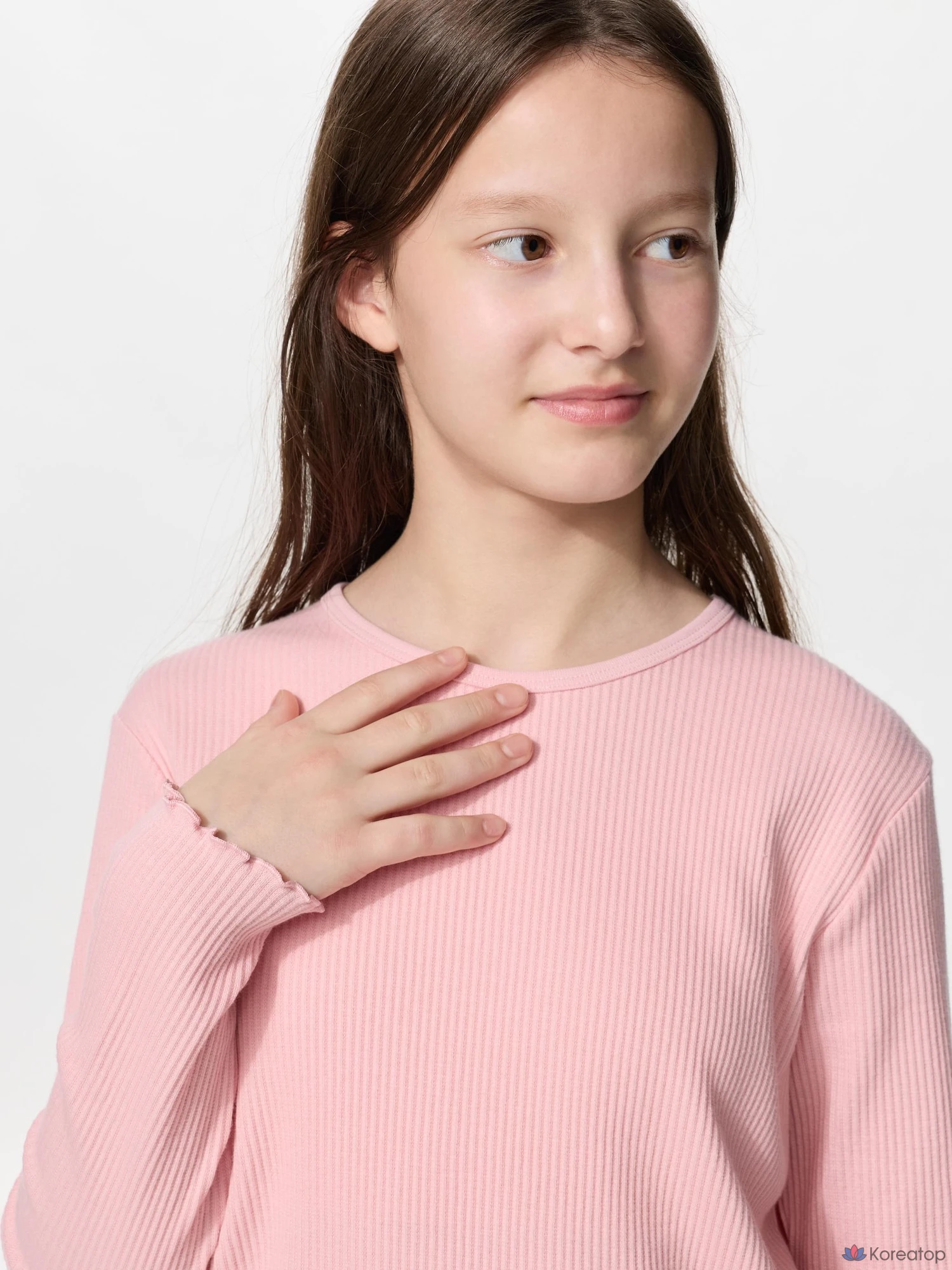 Футболка для девочек Uniqlo Rib Crew Neck Long Sleeve T-Shirt