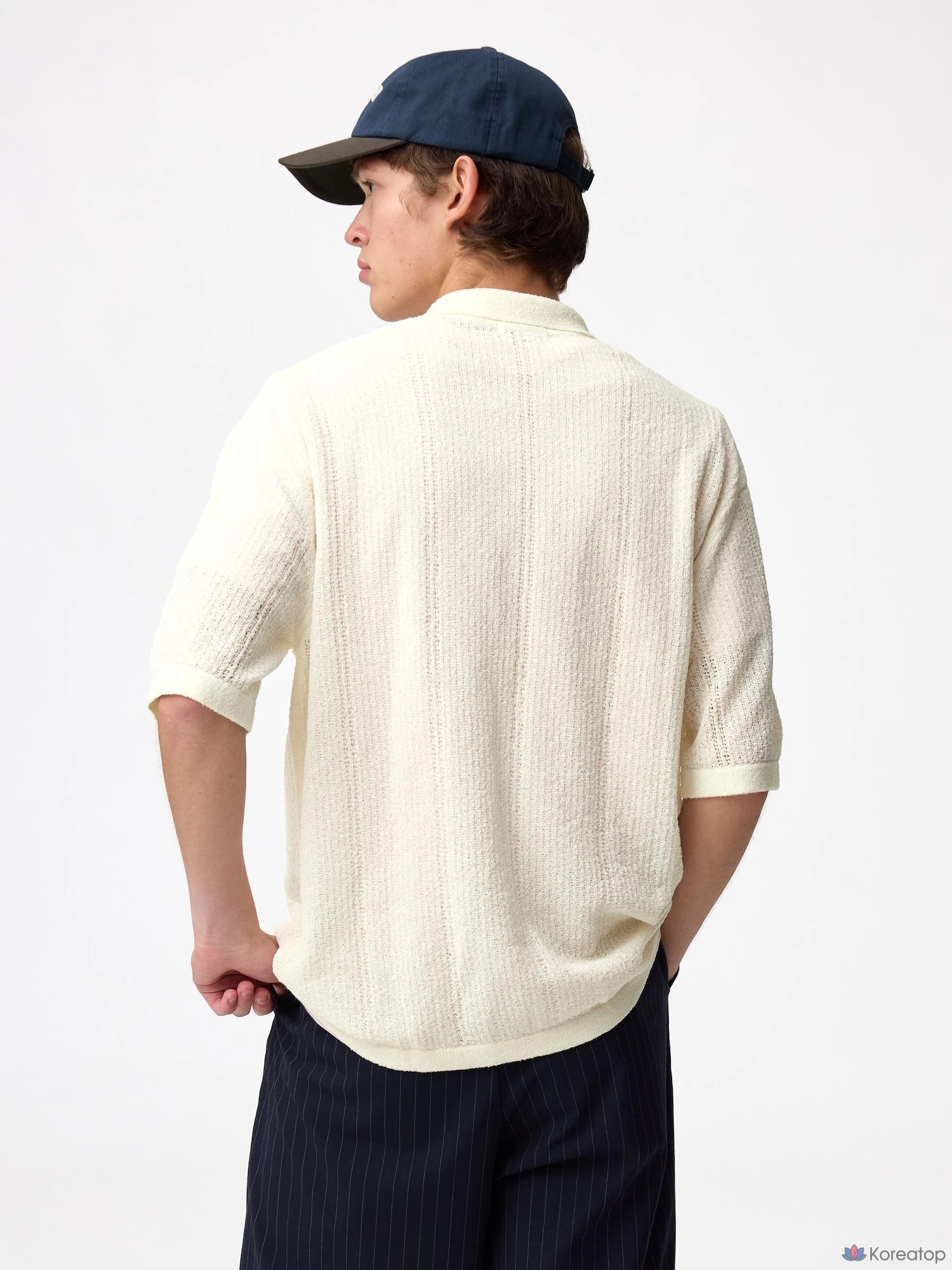 Рубашка Uniqlo Washable Boucle Knit Shirt с коротким рукавом