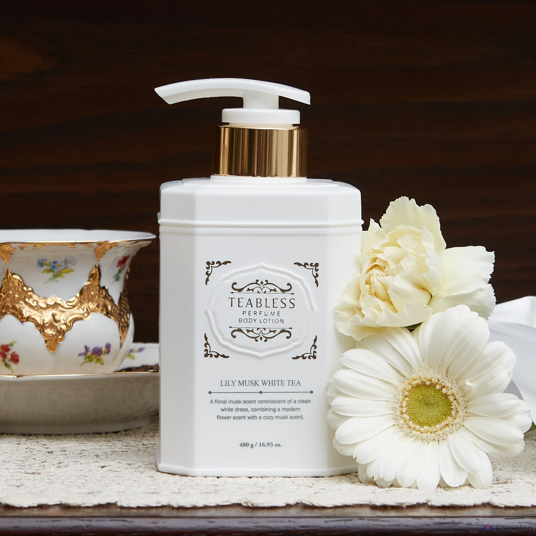 Лосьон для тела TEABLESS Perfume Body Lotion Lily Musk White Tea, 480 г, 1 шт., фото 6