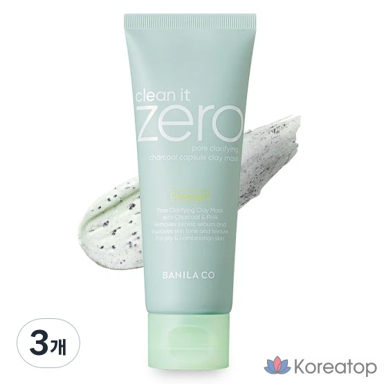 Глиняная маска для лица BANILA CO Clean It Zero Charcoal Capsule Pore Clay Mask, 100 г, 3 шт.