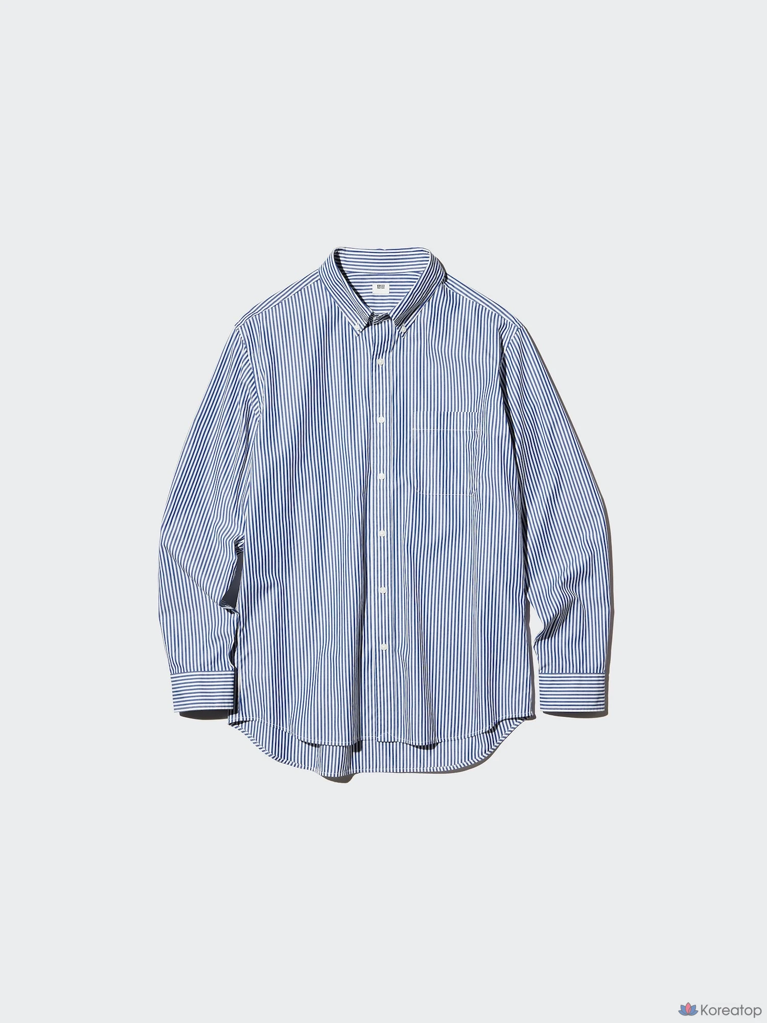 Рубашка Uniqlo Broadcloth Shirt Button-Down Collar, в полоску, фото 7