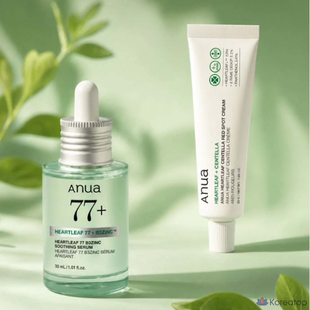 Набор для ухода Anua Heartleaf 77 Trouble Serum Spot Cream Set (Cream 30 мл + Serum 30 мл + Soothing Mask 2 шт.), 1 шт.