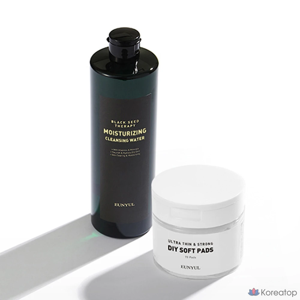 Набор для ухода Eunyul Black Seed Therapy Moisture Cleansing Water + Pads Set, 500 мл + 70 шт., 1 шт.