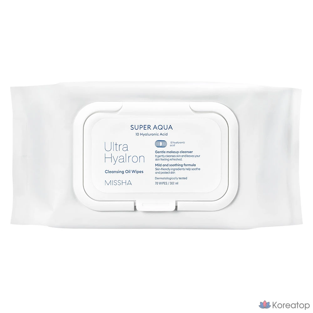 Очищающие салфетки Missha Super Aqua Ultra Hyalon Cleansing Oil Tissue, 70 шт.