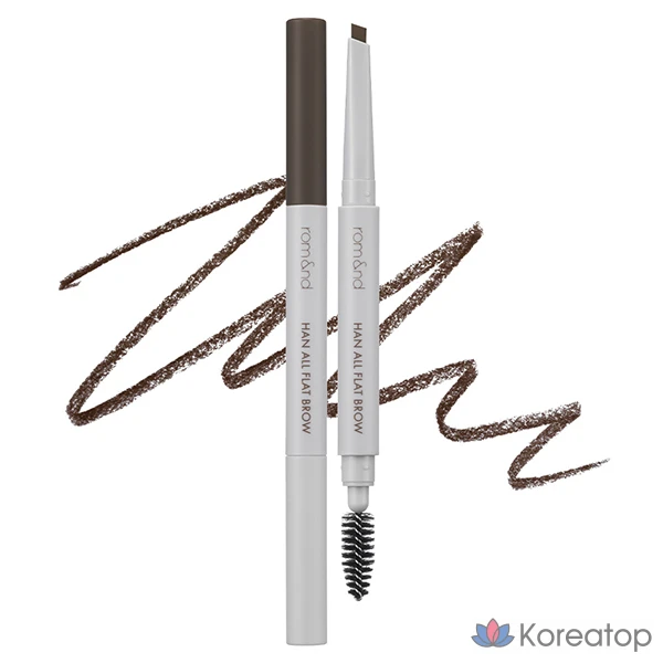 Карандаш для бровей ROM&ND Han All Flat Auto Eyebrow Pencil, оттенок W1 Gentle Brown, 0.17 г, 1 шт.