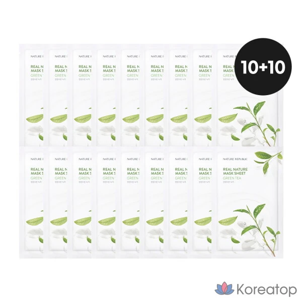 Тканевая маска для лица Nature Republic Real Nature Mask (Green Tea), 40 шт.
