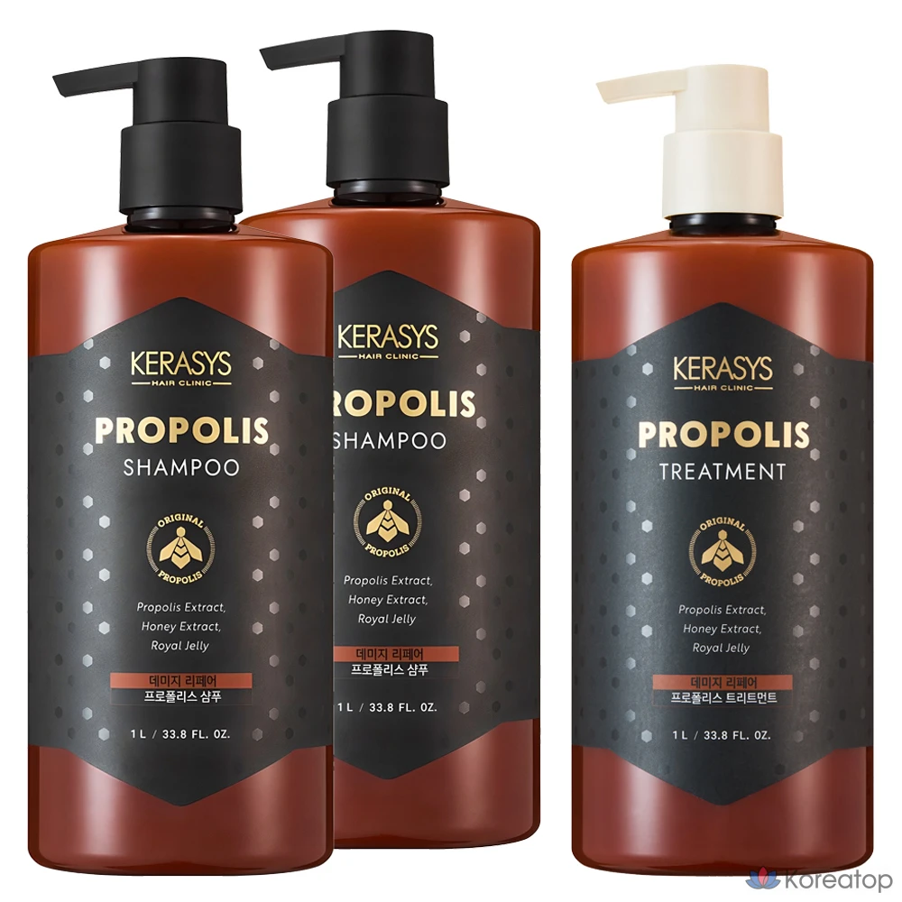 Набор для ухода KeraSys Propolis Damage Repair Treatment + Shampoo 2-piece Set, 1 л, 1 шт.