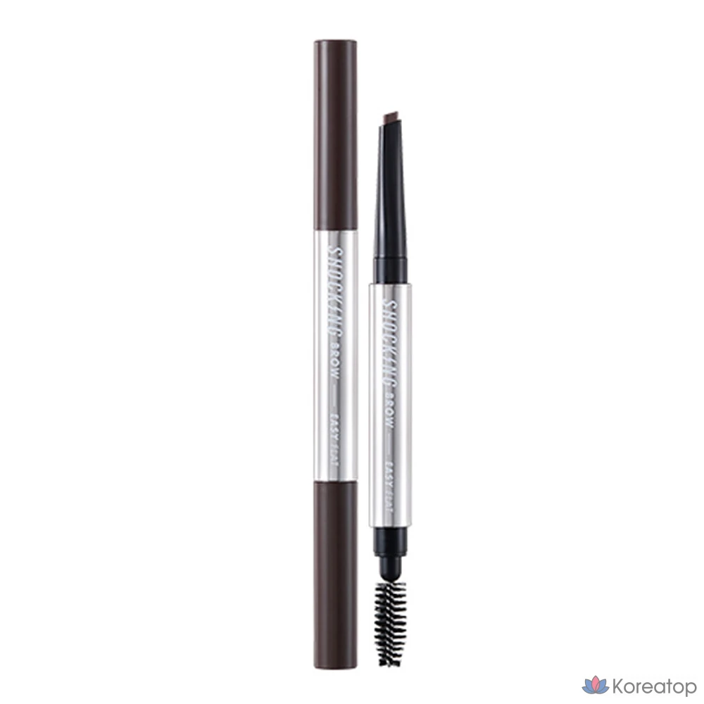 Карандаш для бровей Tony Moly The Shocking Brow Easy Flat, оттенок 02 Dark Brown, 0.5 г, 1 шт.