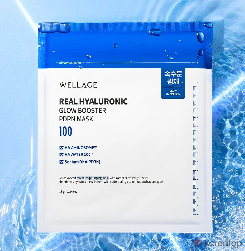 Тканевая маска для лица WELLAGE Real Hyaluronic Glow Booster PDRN Mask, 10 шт., фото 2
