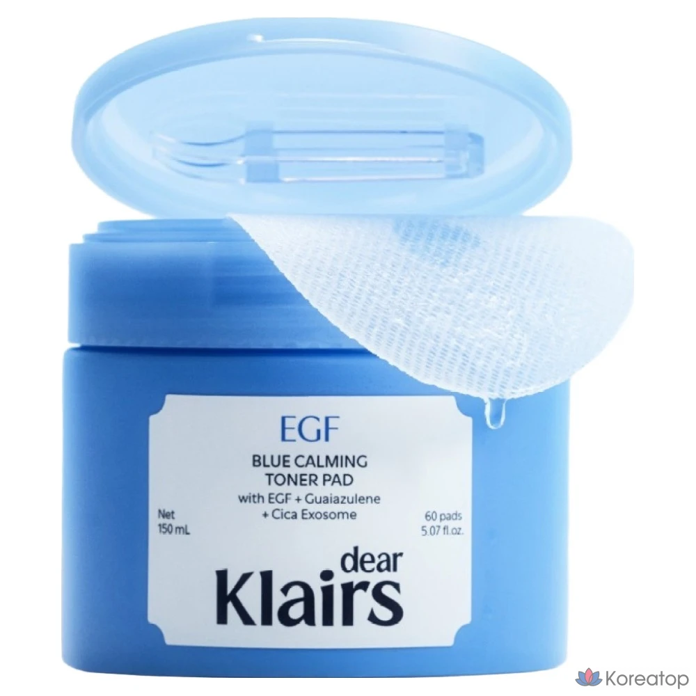 Тонер-пэды Dear, Klairs EGF Blue Calming Toner Pad, 150 мл, 60 шт.