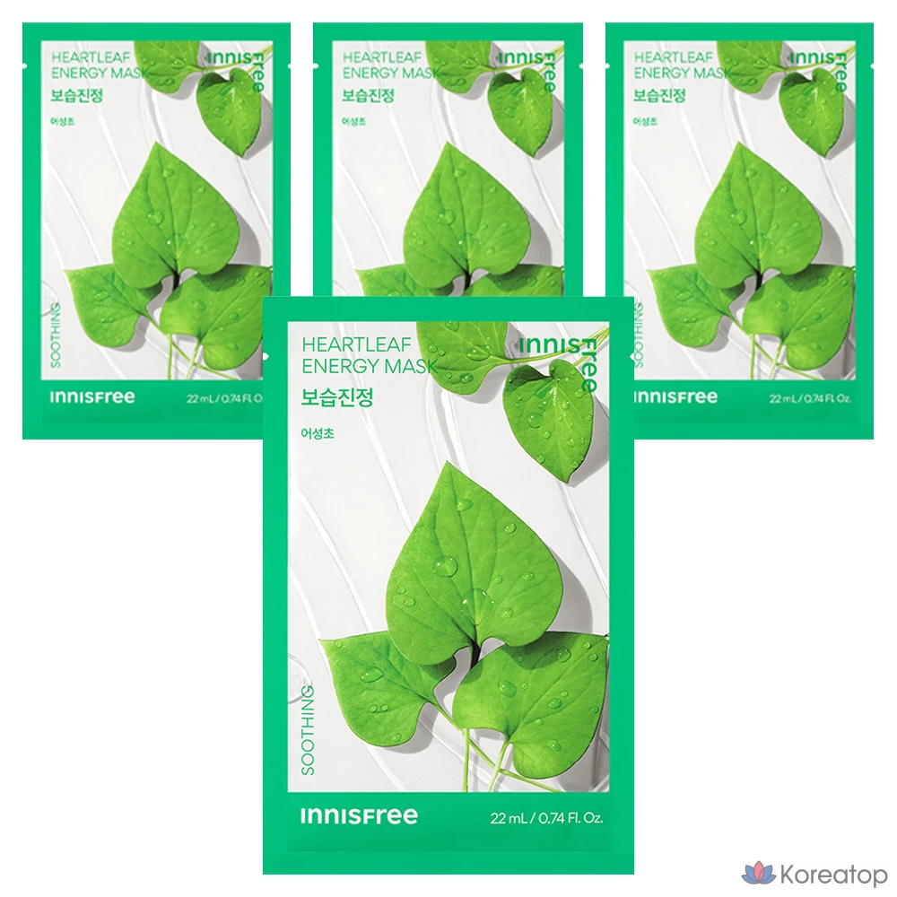 Тканевая маска для лица Innisfree New Heartleaf Energy Mask, 22 мл, 4 шт.