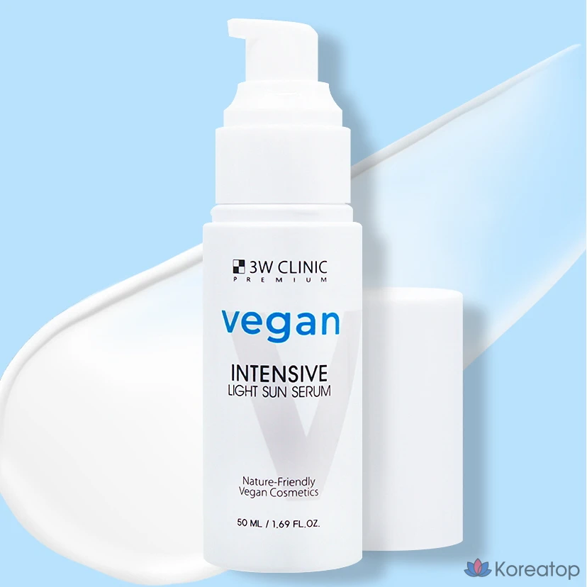 Солнцезащитный крем 3W Clinic Premium Vegan Intensive Light Sun Serum SPF50+ PA+++, 50 мл, 1 шт.