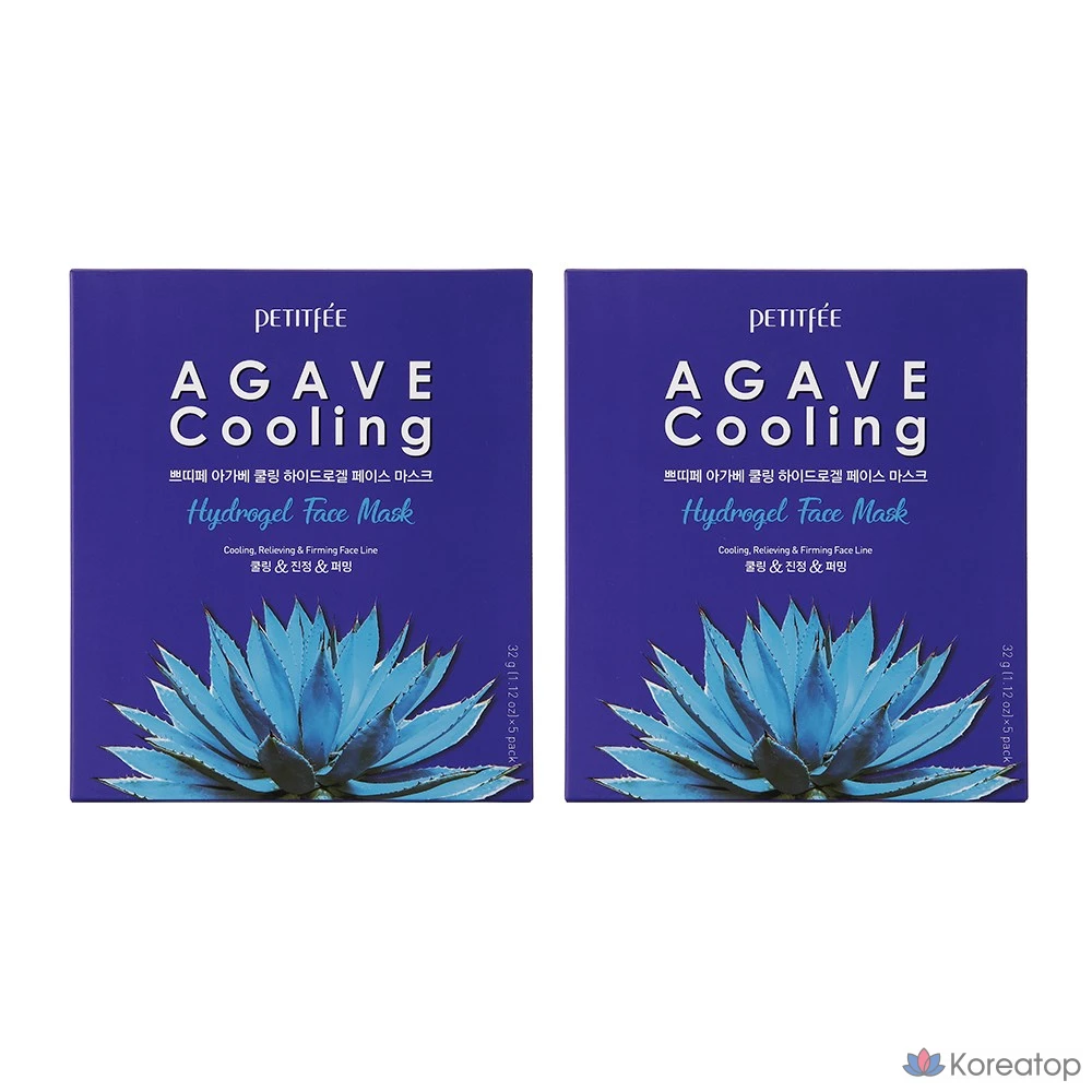 Тканевая маска для лица Petitfee Agave Cooling Hydrogel Face Mask, 10 шт.