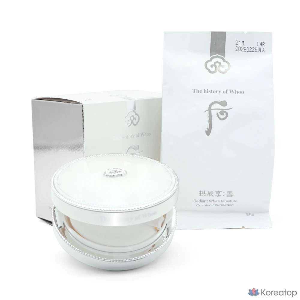 Кушон THE HISTORY OF WHOO Gongjinhyang Seol Radiant White Moisture Cushion Foundation SPF50+ PA+++, оттенок 23, 1 шт.