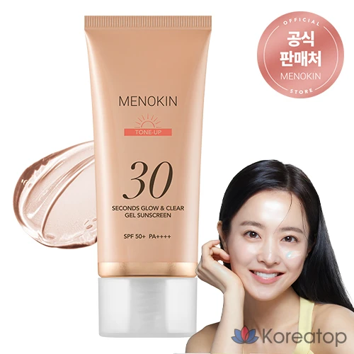 Солнцезащитный крем MENOKIN 30 Second Glow &amp; Clear Gel Sunscreen Tone-up SPF50+ PA++++, 50 мл, 1 шт.