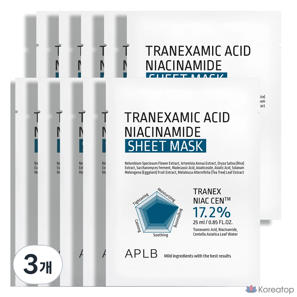 Тканевая маска для лица APLB Tranexamic Acid Niacinamide Sheet Mask, 30 шт.