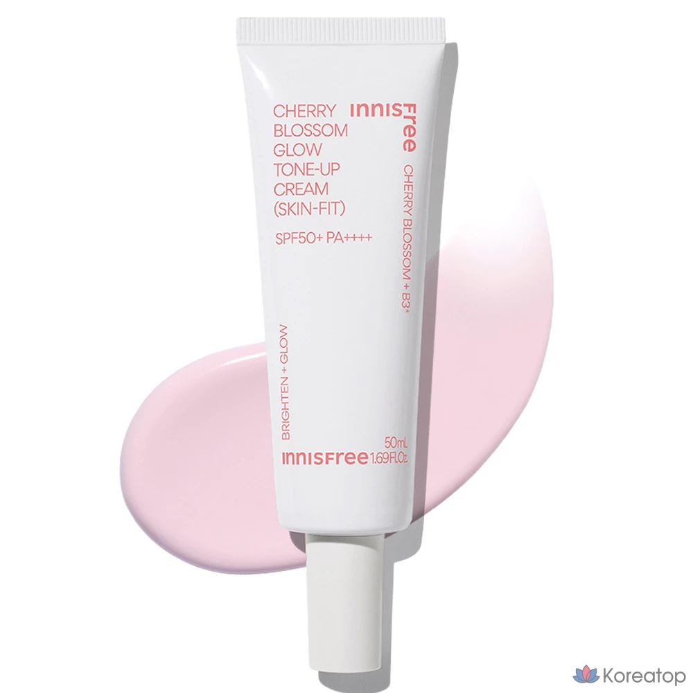 Тонер Innisfree New Cherry Blossom Glow Skin Fit Tone Up Cream SPF50+ PA++++, оттенок Pink, 50 мл, 1 шт.