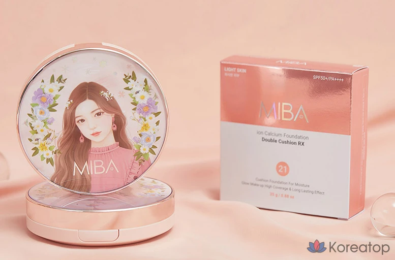 Кушон Miba Ion Calcium Double Cushion Foundation RX, оттенок 21, 25 г + рефилл 25 г, 1 шт.