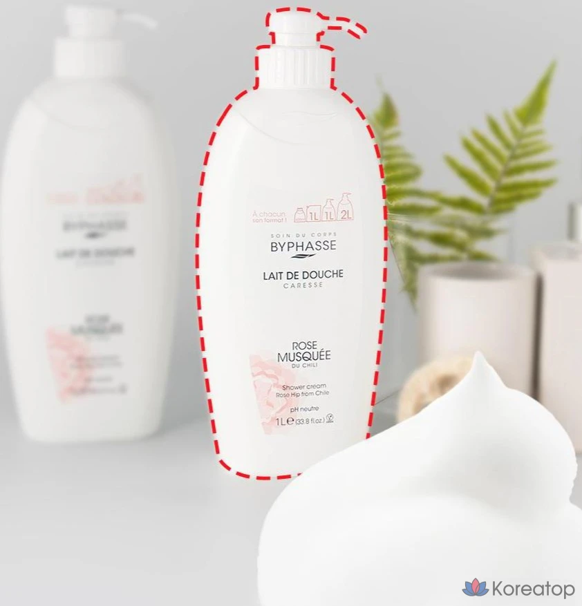 Гидрофильное очищающее средство для тела Byphasse Body Wash Rosehip, 1 л, 1 шт.