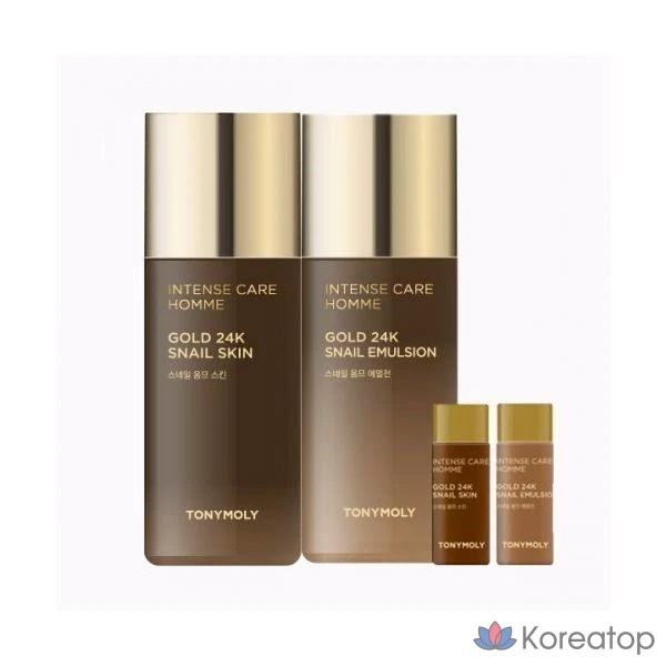 Набор для ухода Tony Moly Intense Care Gold 24K Snail Homme Skin Care 2-piece Set (Toner + Lotion), 1 шт.