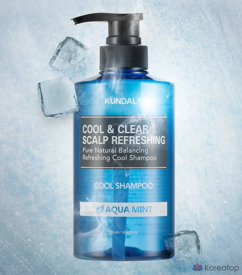 Шампунь Kundal Cool & Clear Scalp Refreshing Shampoo, аромат Aqua Mint, 1.058 л, 1 шт., фото 4