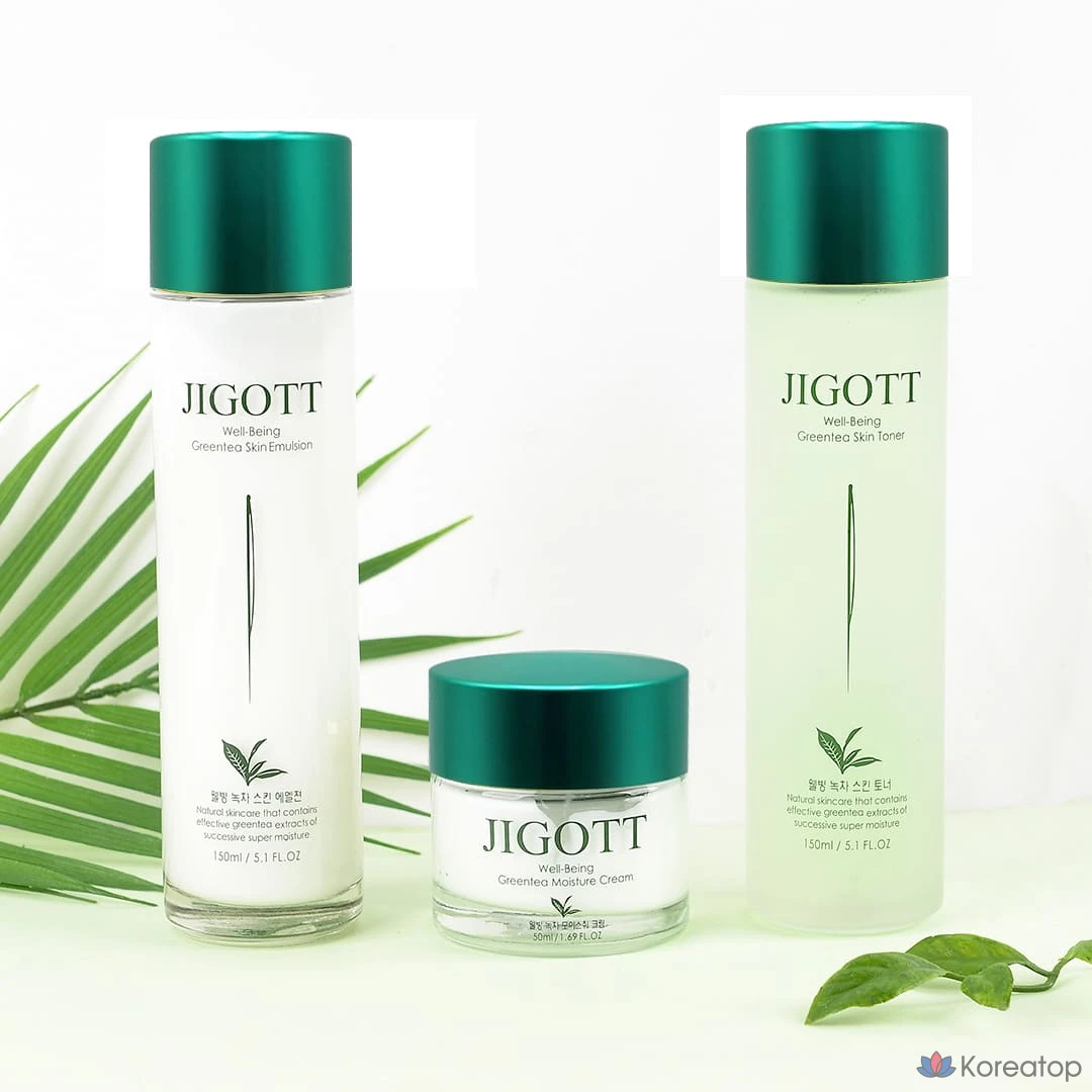 Набор для ухода Jigott Wellbeing Green Tea 3-piece Set (Toner + Lotion + Cream), 1 шт.