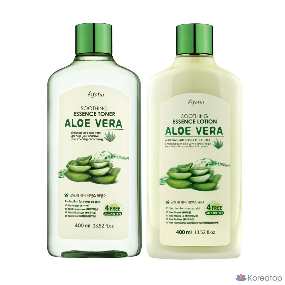Тонер и эмульсия Esfolio Aloe Vera Soothing Toner+Lotion Set, 1 шт.