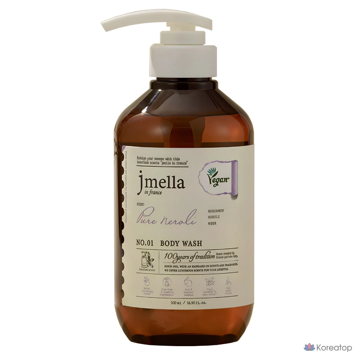 Гелевая основа для душа Jmella In France Pure Neroli Vegan Body Wash, аромат Orange Neroli, 500 мл, 1 шт.