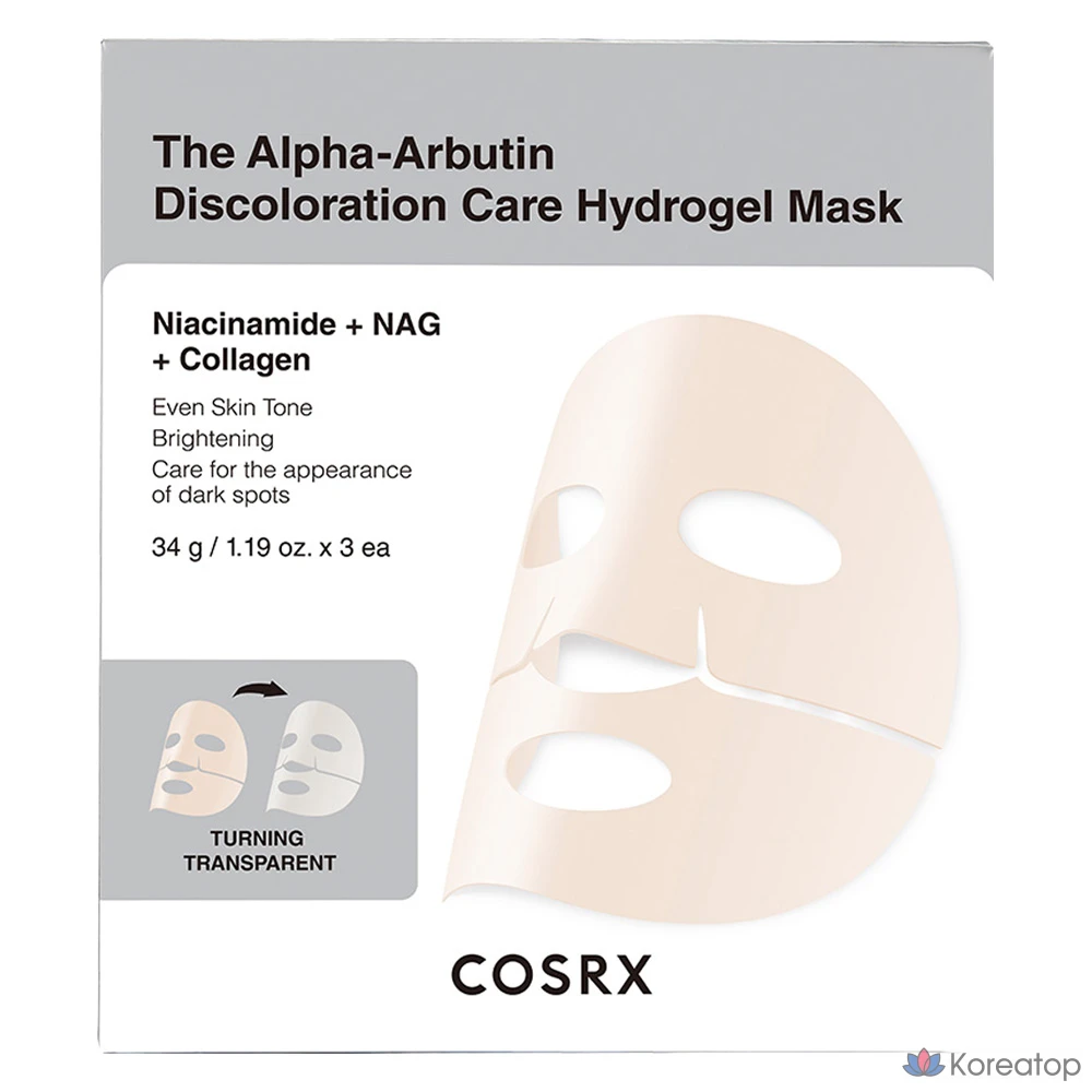 Тканевая маска для лица COSRX The Alpha-Arbutin Discoloration Care Hydrogel Mask, 3 шт.