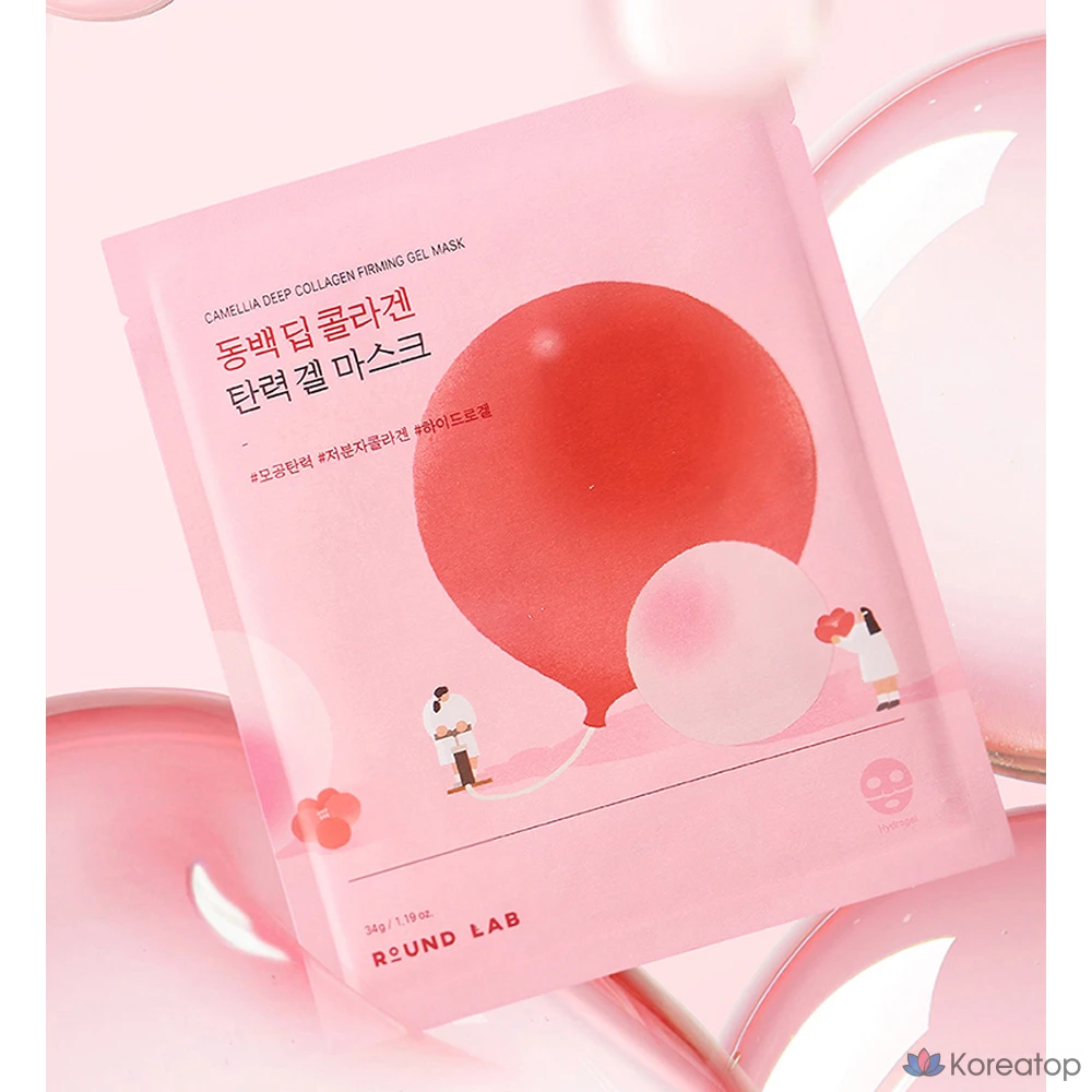 Гидрогелевая маска для лица Round Lab Camellia Deep Collagen Firming Gel Mask, 34 г, 20 шт., фото 2