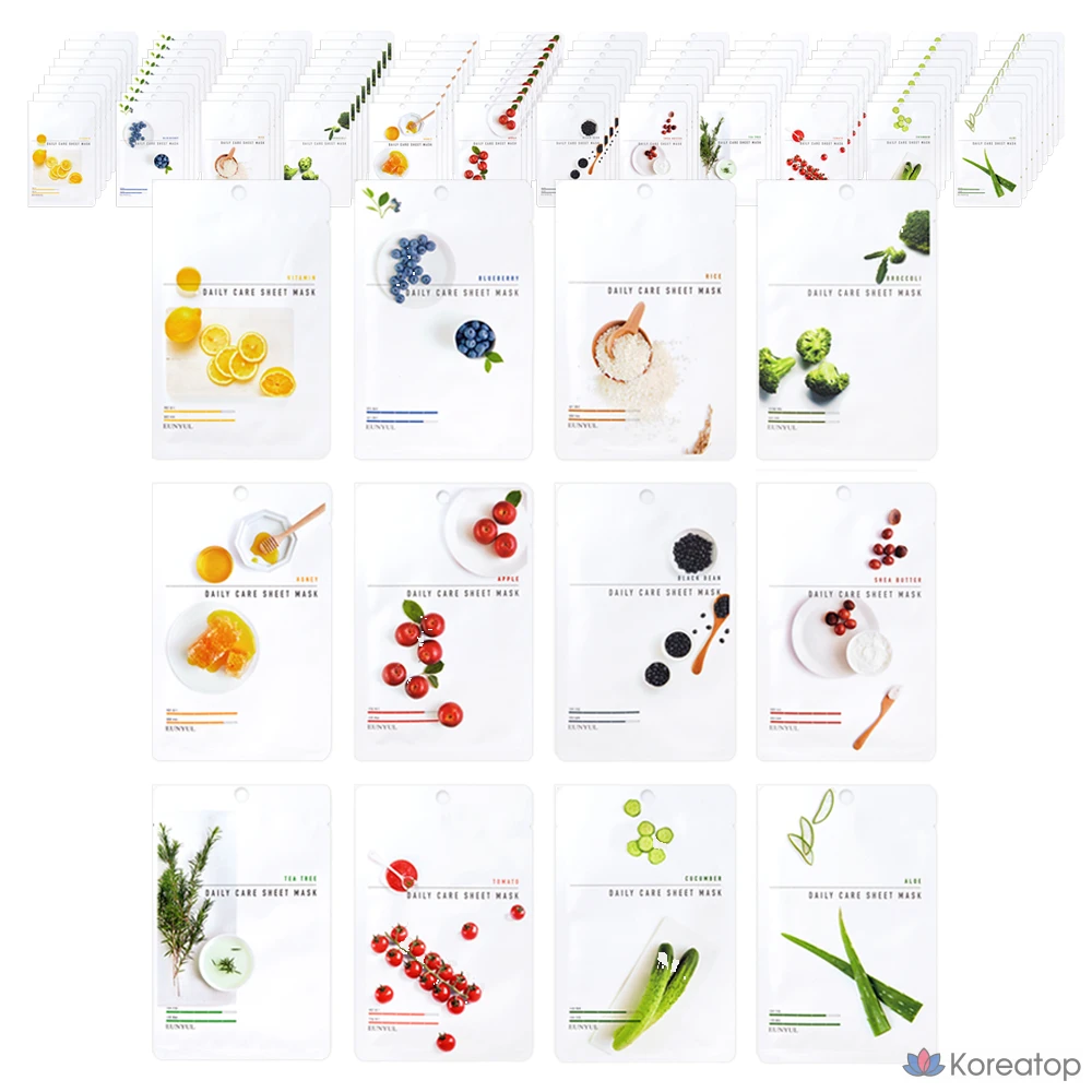 Тканевая маска для лица Eunyul Daily Care Sheet Mask 12 Types, 24 шт.
