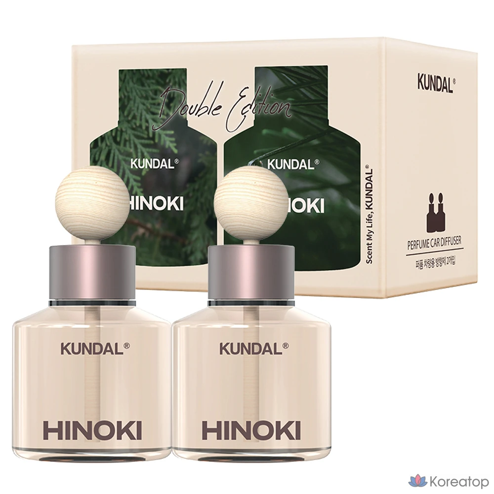 Ароматизатор для автомобиля Kundal Perfume Car Air Freshener, оттенок Hinoki, 75 мл, 2 шт.
