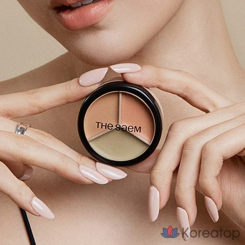 Консилер The Saem Cover Perfection Triple Pot Concealer, оттенок 02 Contour Beige, 13.1 г, 1 шт., фото 7