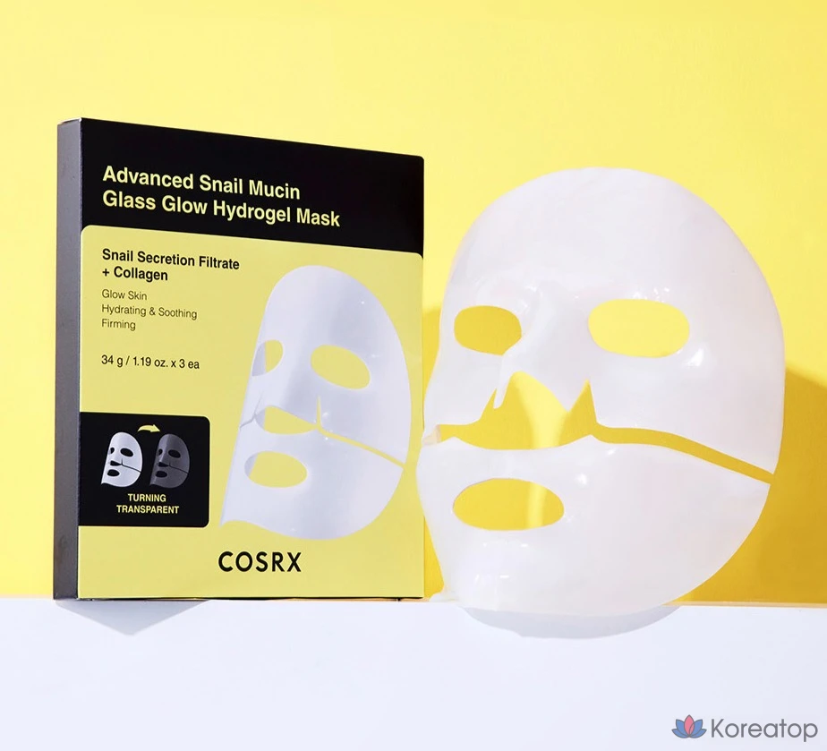 Тканевая маска для лица COSRX Advanced Snail Mucin Glass Glow Hydrogel Mask, 3 шт.