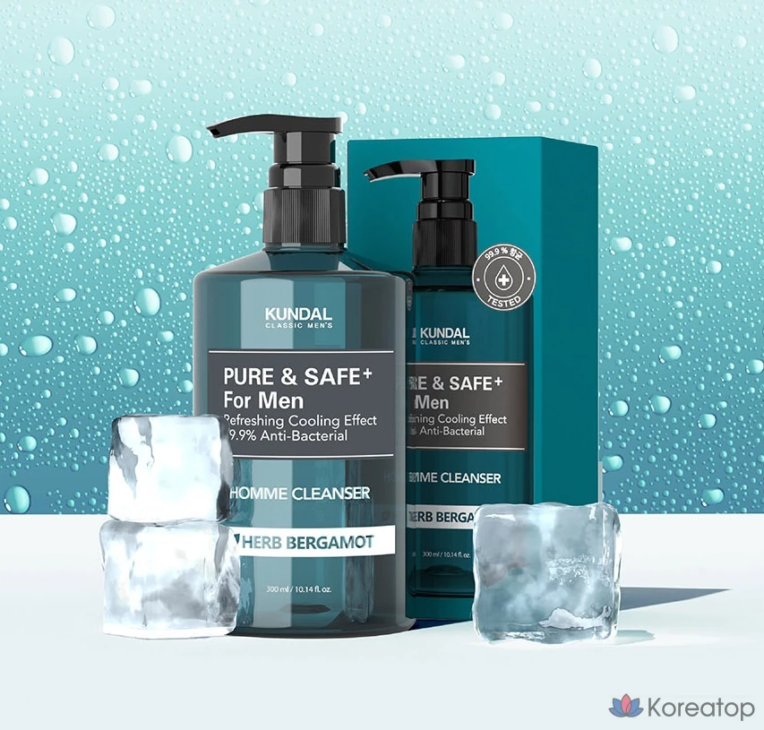Очищающее средство для мужчин Kundal Pure &amp; Safe Cooling, 300 мл, 1 шт.