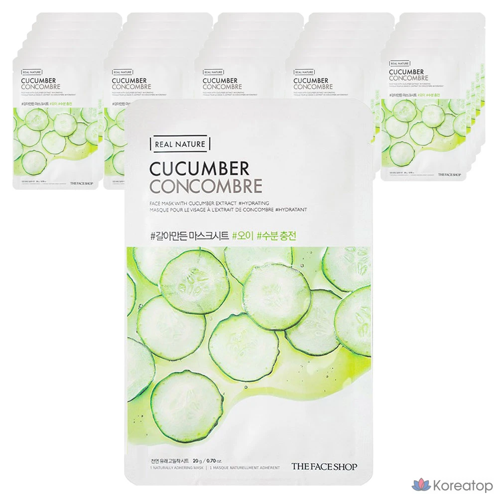 Тканевая маска для лица The Face Shop Real Nature Mask Sheet Cucumber, 100 шт.