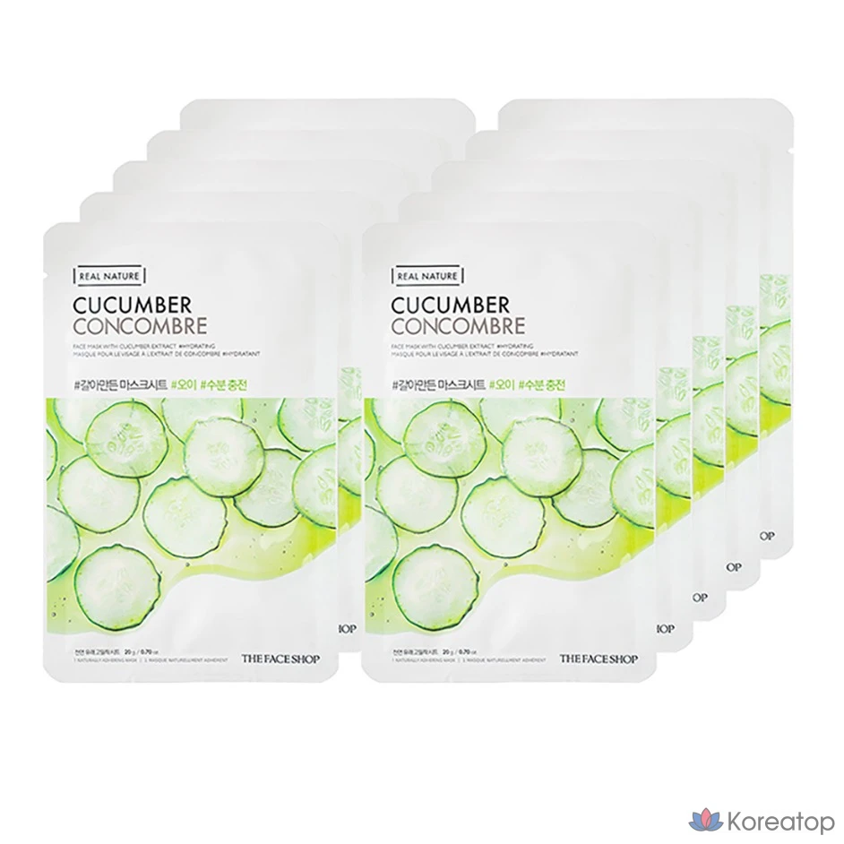 Тканевая маска для лица The Face Shop Real Nature Mask Sheet Cucumber, 100 шт., фото 2