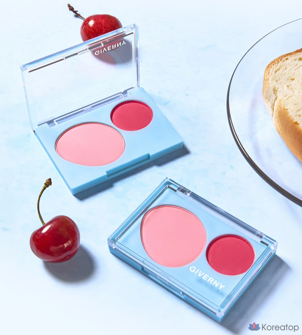 Блушер Giverny Fluffy Dual Blusher, оттенок 04 Cherry Pop, 7.4 г, 1 шт., фото 4