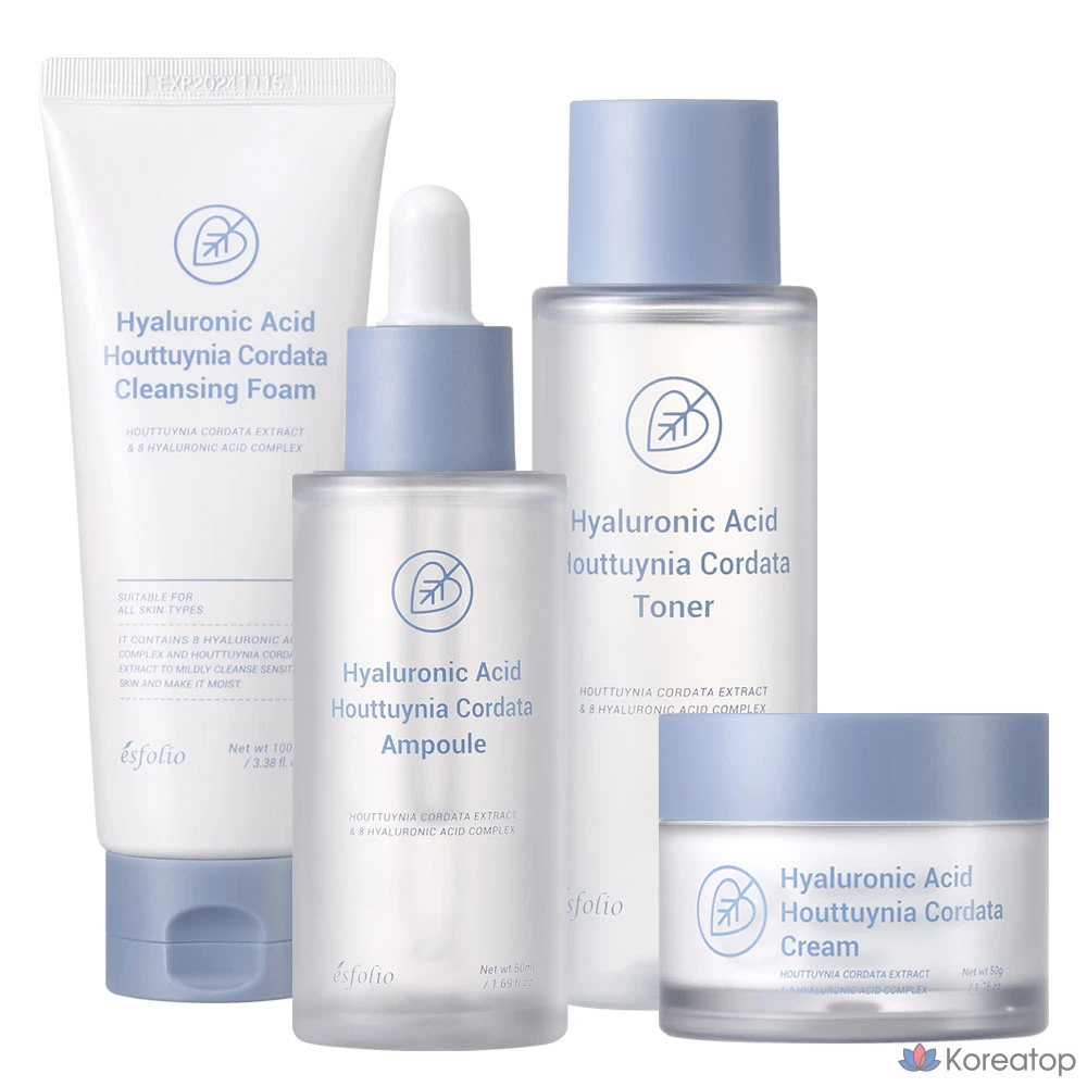 Набор для ухода Esfolio Centella Asiatica 4-piece Set (Foam Cleanser + Toner + Ampoule + Cream), 1 шт.