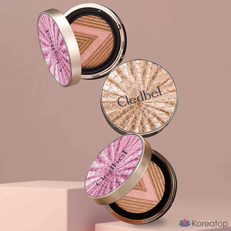 Кушон Cledbel Glow Power Lift V Cushion, оттенок 23 Natural Gold Beige + Rose Gold, 13 г + refill, 1 шт.