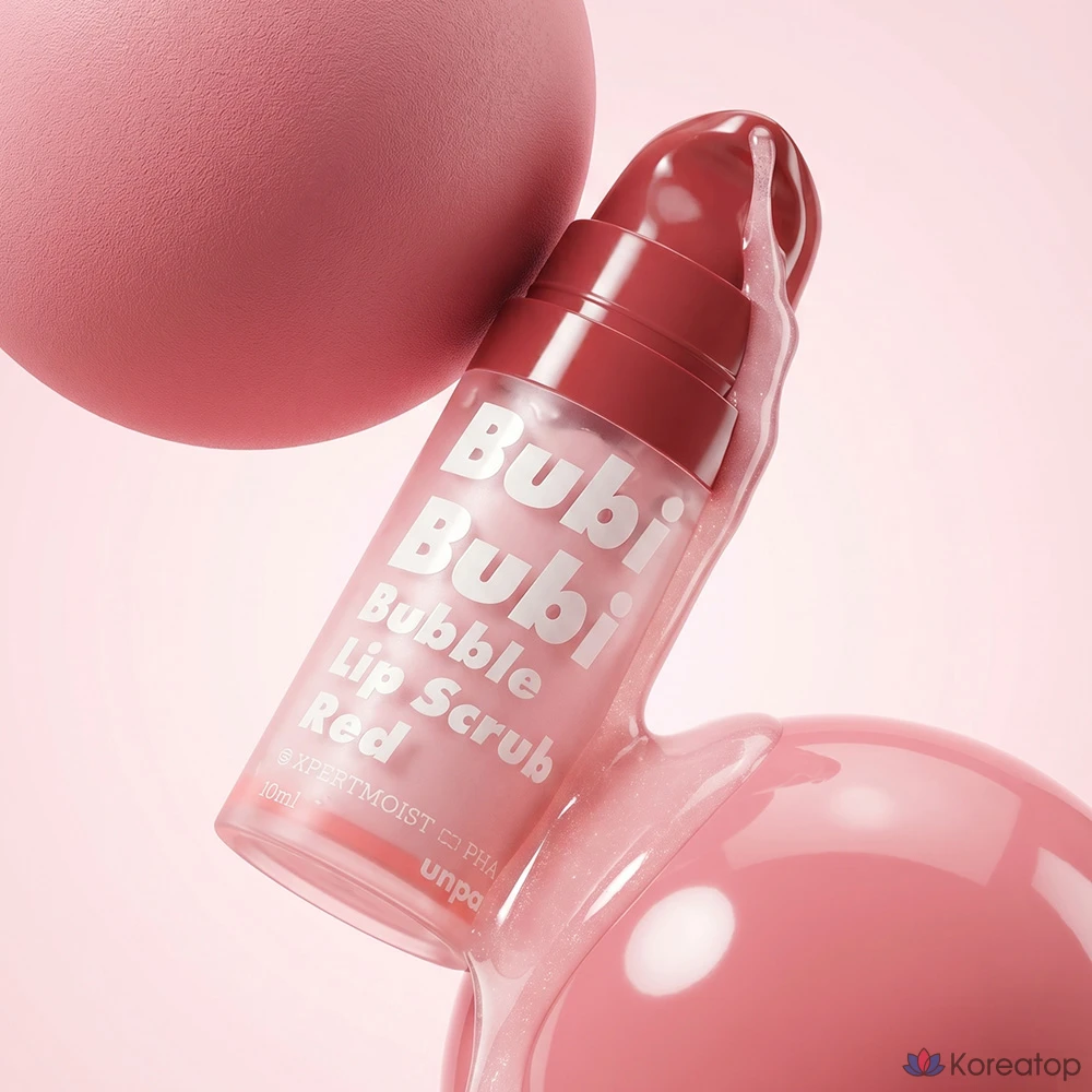Скраб для губ UNPA Booby Booby Bubble Lip Scrub Red Beach Strawberry with PHA, оттенок Red Strawberry, 10 мл, 1 шт.