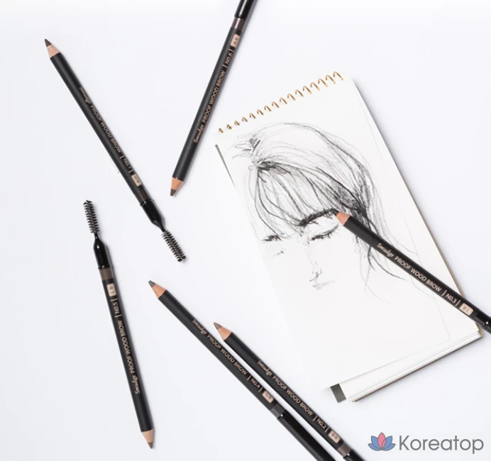 Карандаш для бровей Missha Smudge Proof Wood Eyebrow Pencil Dark Brown, 1.47 г, 1 шт., фото 7