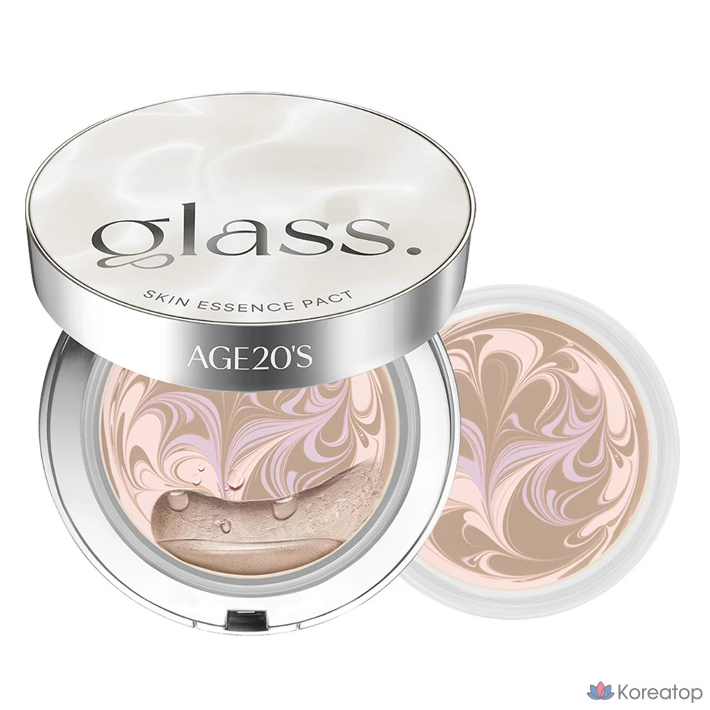Кушон AGE 20S Glass Skin Essence Pact Glow, оттенок 21 Neutral Ivory, 12.5 г, 2 шт.