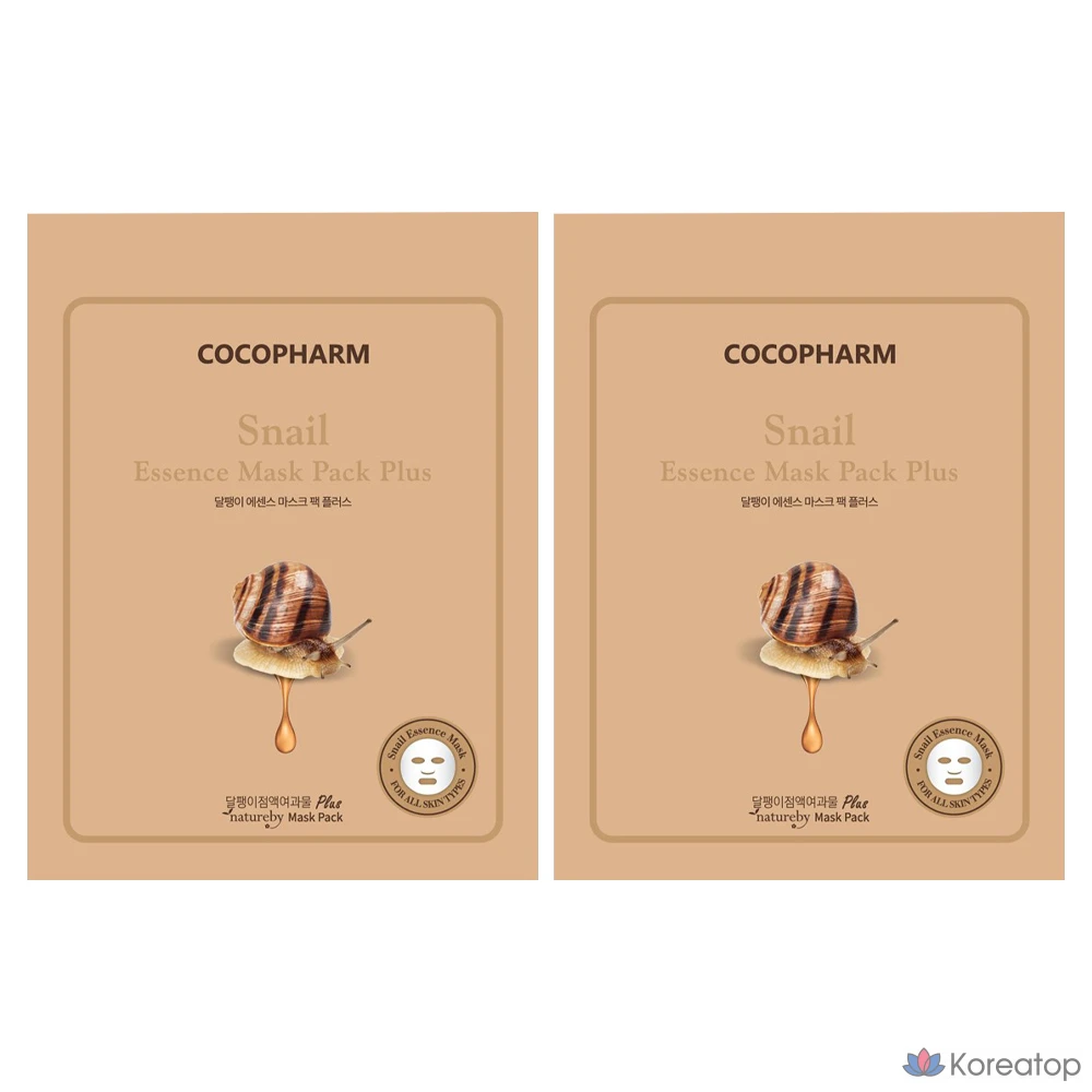 Тканевая маска для лица Natureby Cocopharm Essence Mask Plus Snail, 25 г, 100 шт.