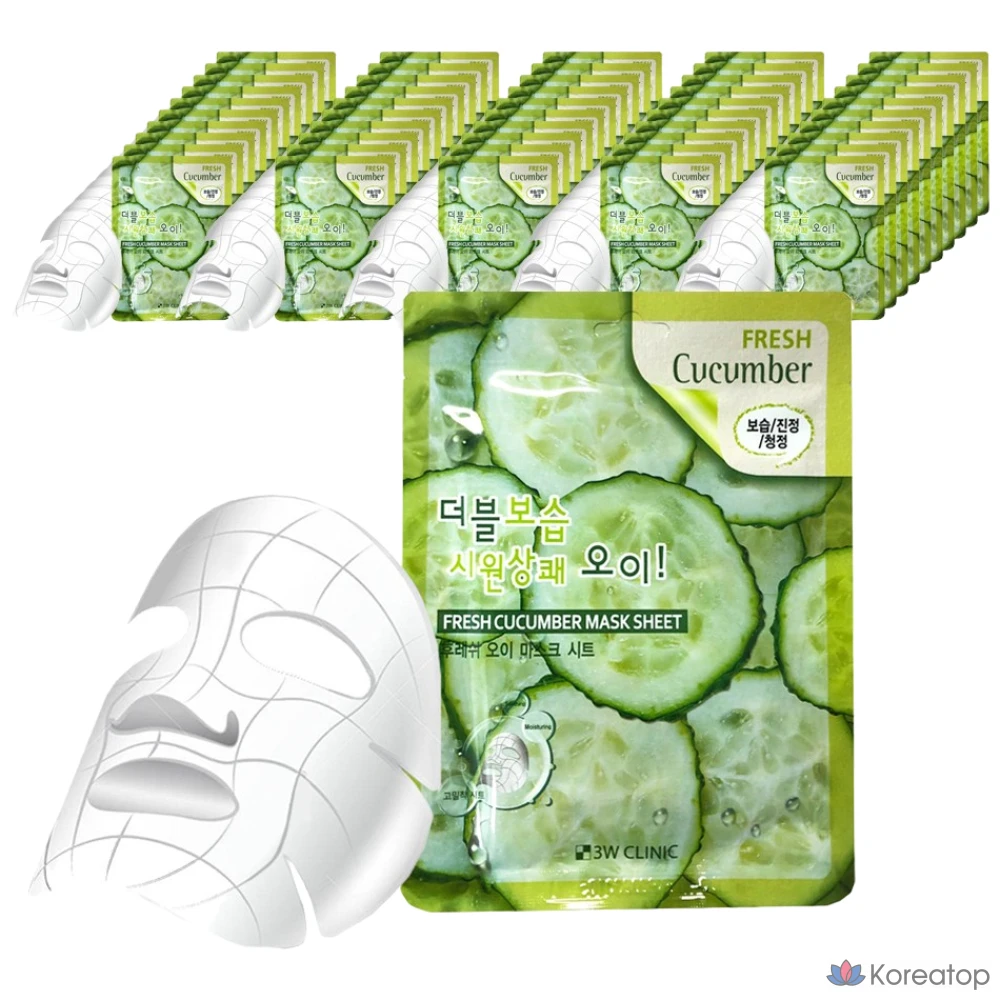 Тканевая маска для лица 3W Clinic Fresh Cucumber Mask, 50 шт.