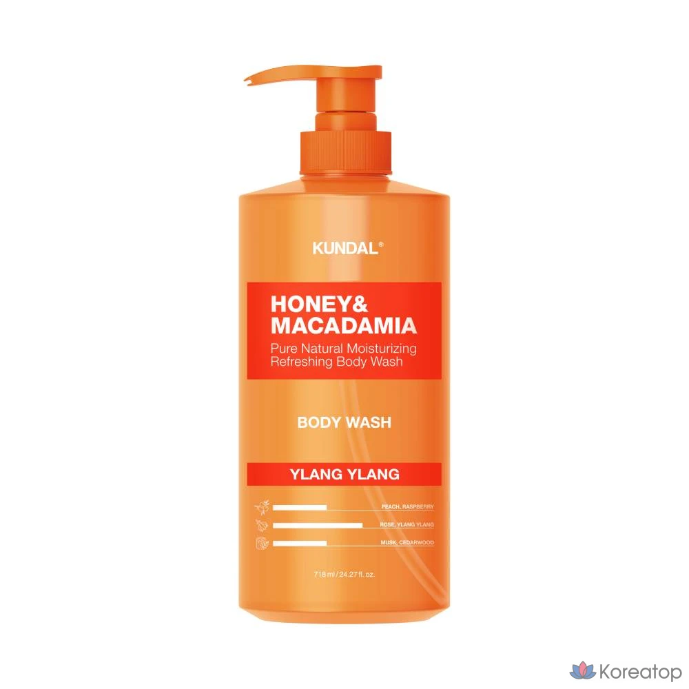 Гель для душа Kundal Honey & Macadamia Pure Body Wash Ylang Ylang, 718 мл, 1 шт.