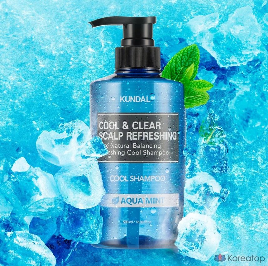 Шампунь Kundal Cool & Clear Scalp Refreshing Shampoo, аромат Aqua Mint, 1.058 л, 1 шт., фото 5