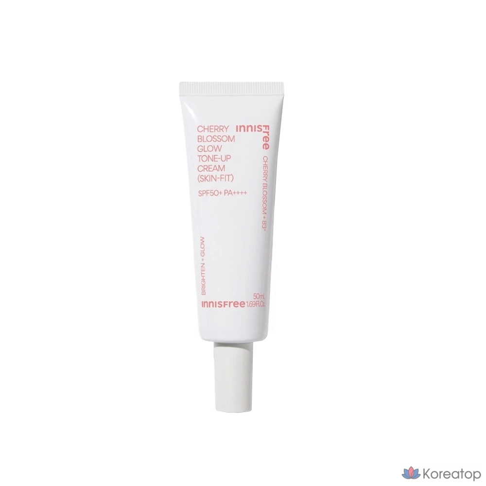 Тонер Innisfree New Cherry Blossom Glow Skin Fit Tone Up Cream SPF50+ PA++++, оттенок Pink, 50 мл, 1 шт.