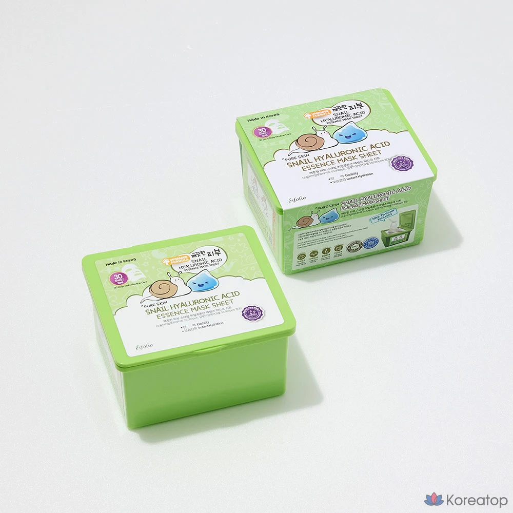 Тканевая маска для лица Esfolio Snail Hyaluronic Acid Essence Mask, 30 шт.