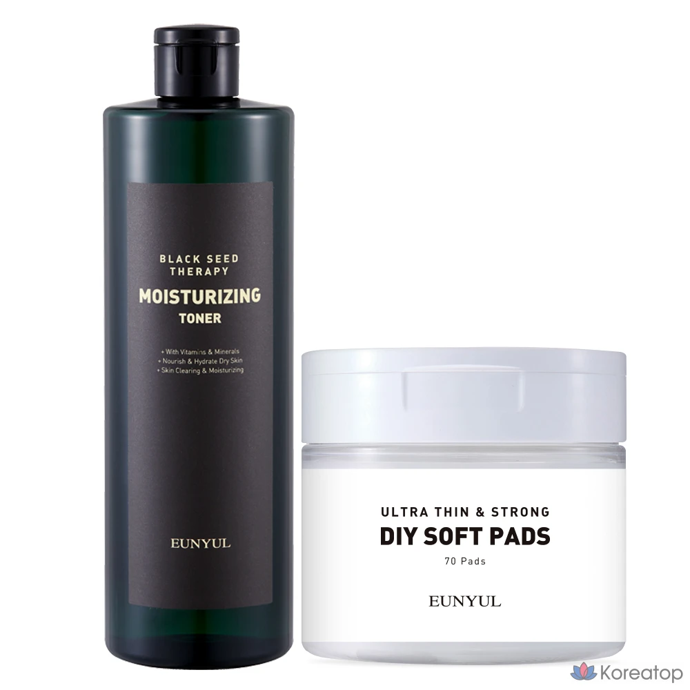 Тонер Eunyul Black Seed Therapy Moisture Toner + Pad, 500 мл, 70 шт.